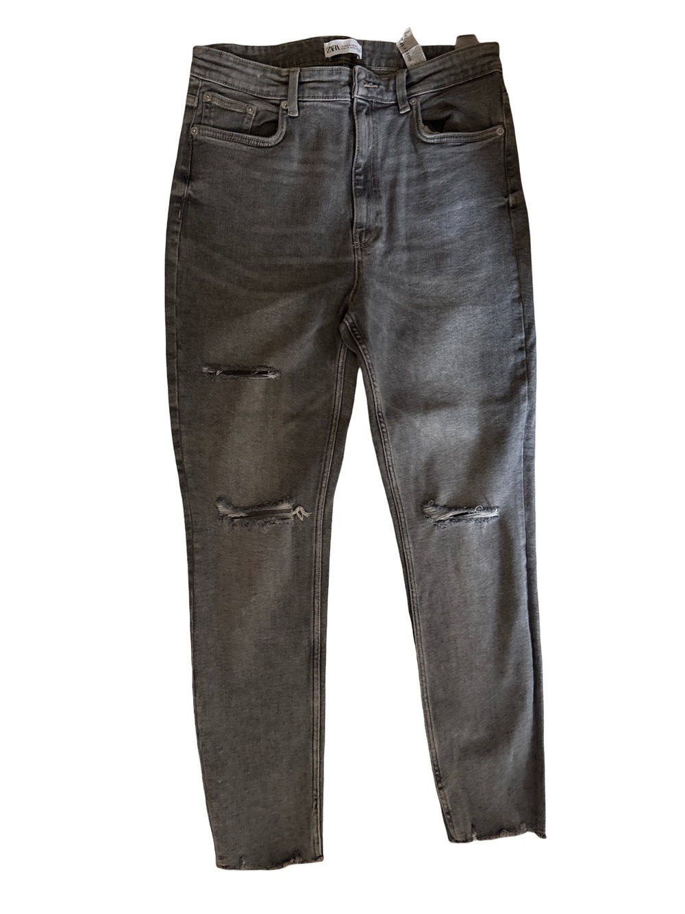 Zara Women's Gray Ripped Skinny Jeans